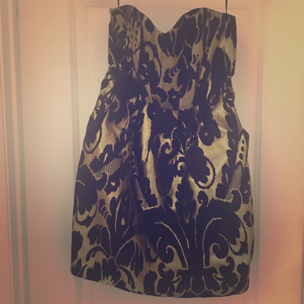 Black and Gold Strapless Dress